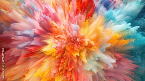 Explosion of colorful paints, dynamic and vibrant display of colors © Lcs