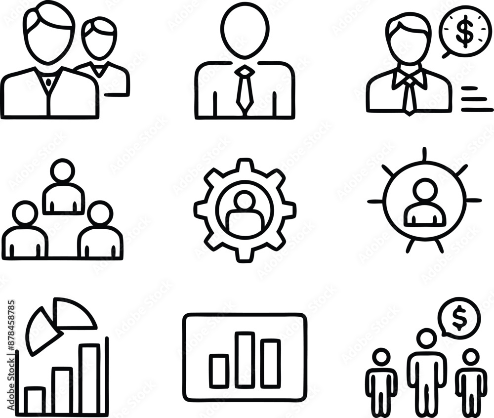 set of management icon illustration. enterprise, analysis, businessman, web, strategy, workplace, safety, communication, solution, worker set of management icon illustration. enterprise, analysis, businessman, web, strategy, workplace, safety, communication, solution, worker