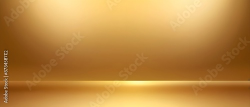 Shiny gold gradient floor and wall effect with smooth light. Stylish background for product presentation and promotional materials.
