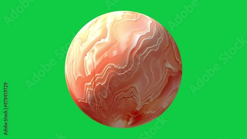 beautiful peach color abstract unknown planet rotation seamless looping animation on chroma key background
