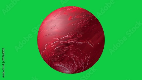 unknown planet with red color rotation on chroma key background