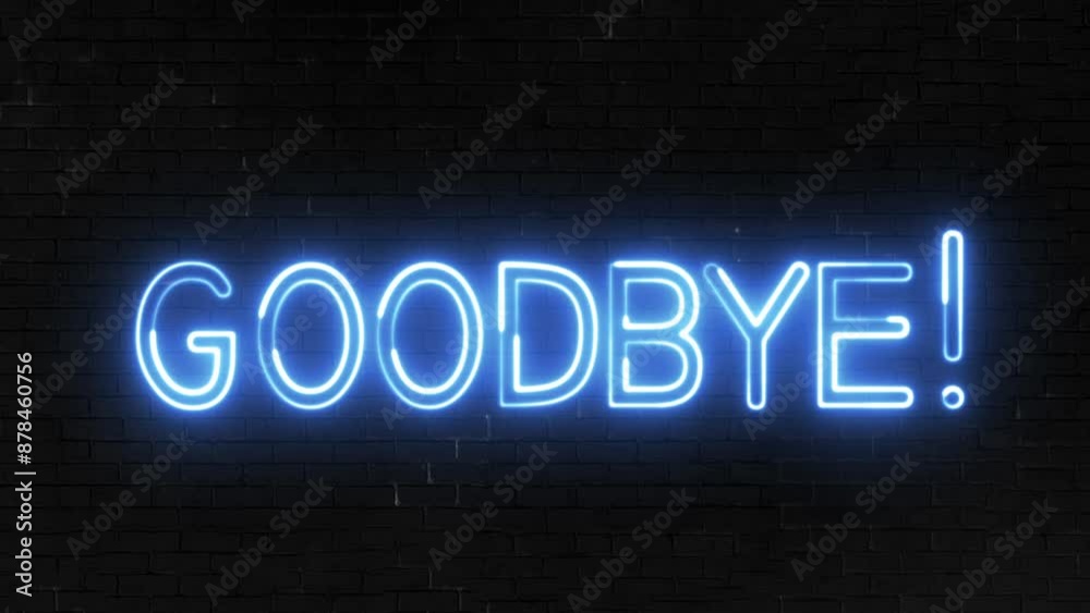 Goodbye text font with light. Luminous and shimmering haze inside the letters of the text Goodbye. Goodbye text font with light. Luminous and shimmering haze inside the letters of the text Goodbye.
