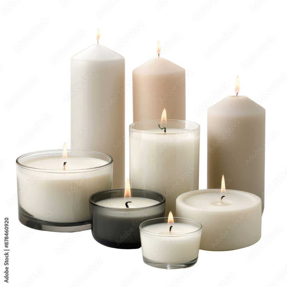 A row of candles with different heights and colors A row of candles with different heights and colors