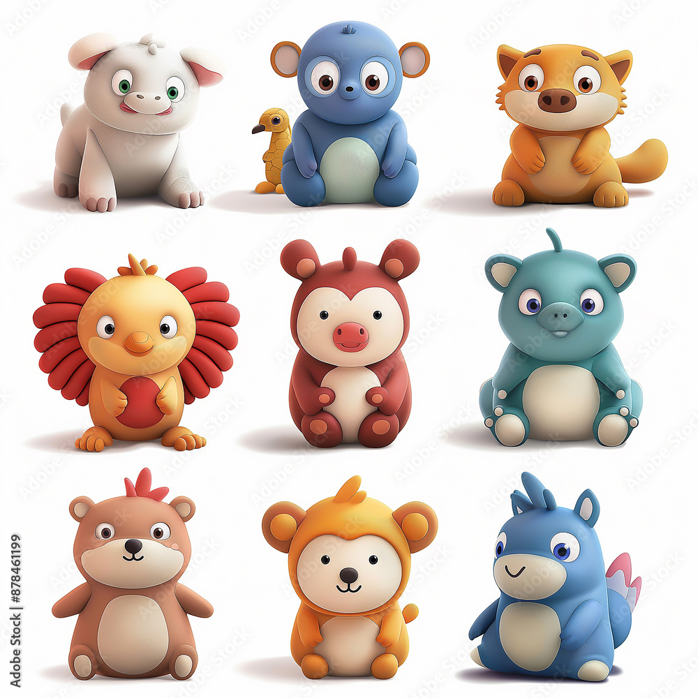 cartoon animal toys characters isolated cartoon animal toys characters isolated