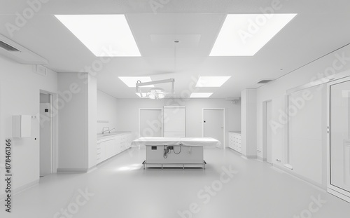 Modern, sterile operating room with state-of-the-art equipment and bright lighting © Georgii
