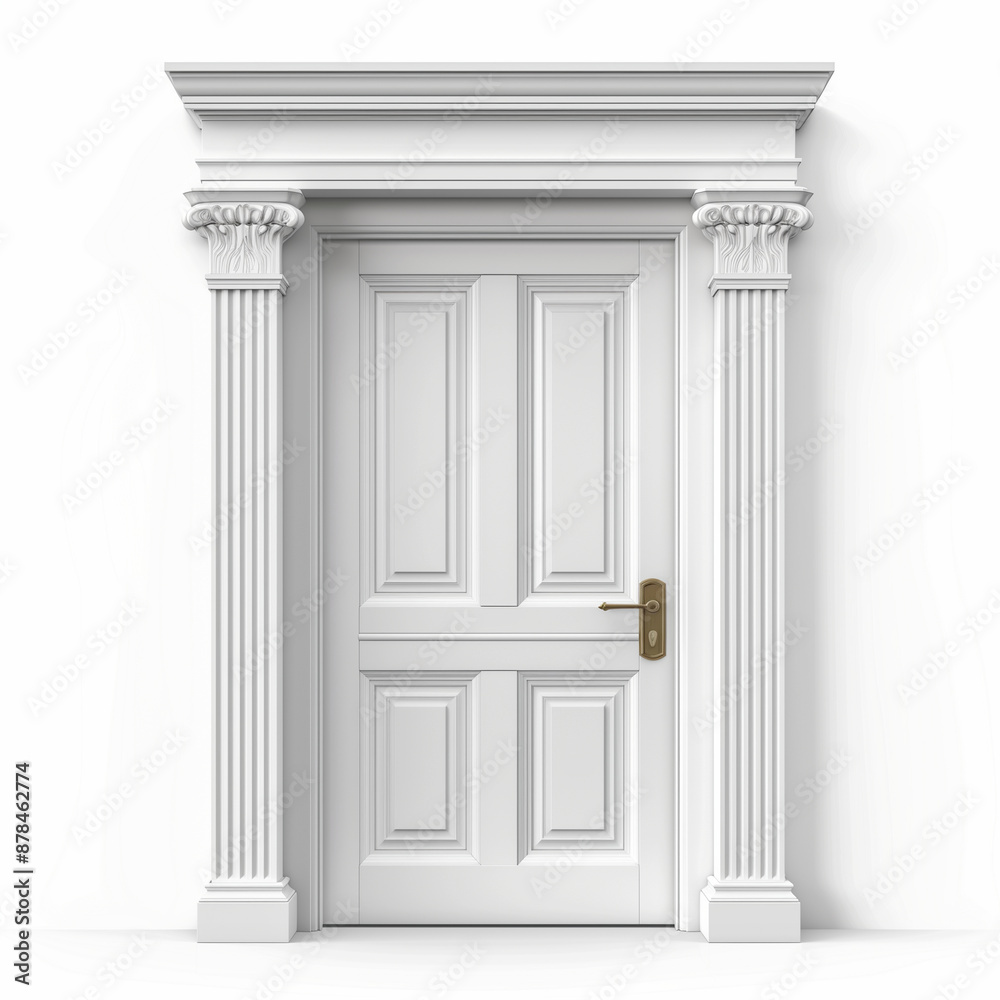 Obraz premium Entrance door displayed on white