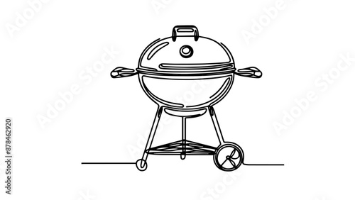 one line illustration of a BBQ grill