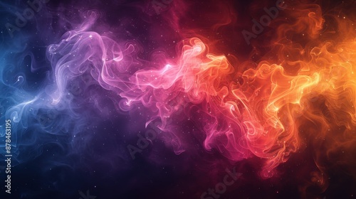 Wallpaper Mural This image showcases vibrant clouds of smoke stretched across a dark sky, with colors merging from cool blues to warm reds and oranges, creating an abstract concept. Torontodigital.ca