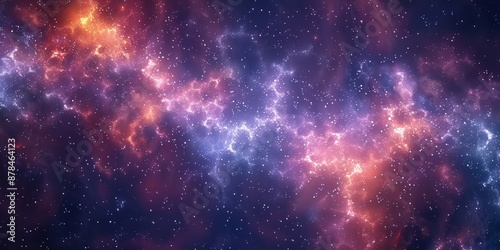 Cosmic Nebula with Glowing Stars and Gas Clouds