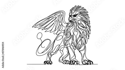 Griffin single line art drawing 