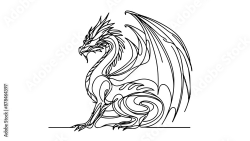 dragon single line illustration