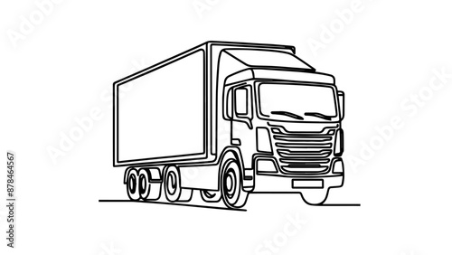 one line illustration of a cargo truck