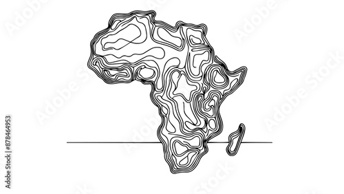 africa map single line illustration