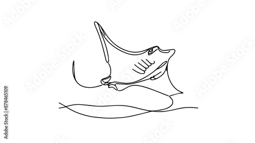 manta ray one line illustration