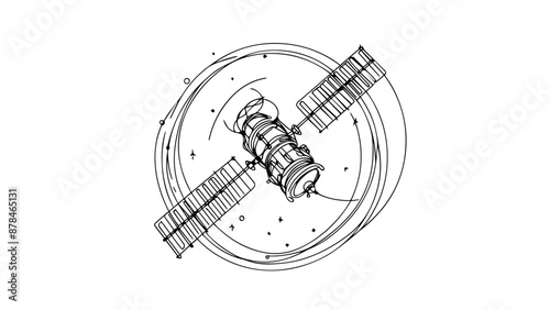 satellite one continuous line drawing