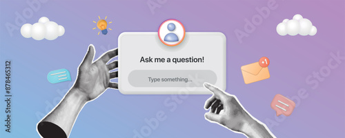 Ask me Question Sticker, Social Media Question, User Interface Design Vector