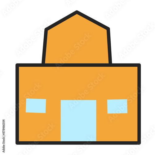 Cute Building Flat Icon Illustration  photo