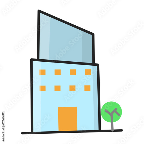 Cute Building Flat Icon Illustration  photo