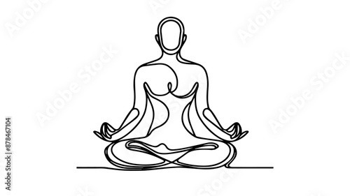 single line drawing of a figure doing yoga