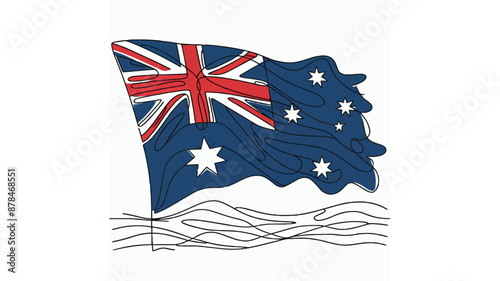 australian flag single line drawing