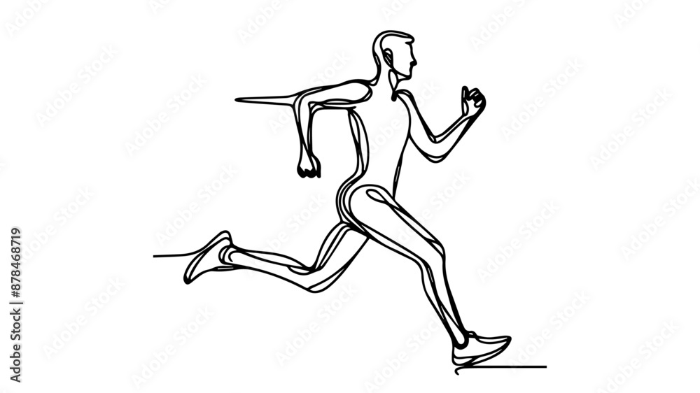 one line drawing of a running figure one line drawing of a running figure