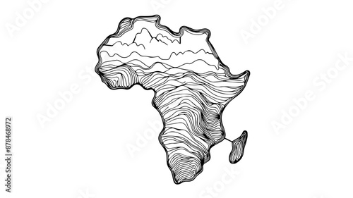 africa continent one continuous line illustration