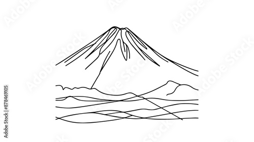 single line drawing of mount fuji