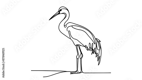 crane bird one continuous line illustration