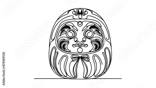 Daruma Doll line art illustration