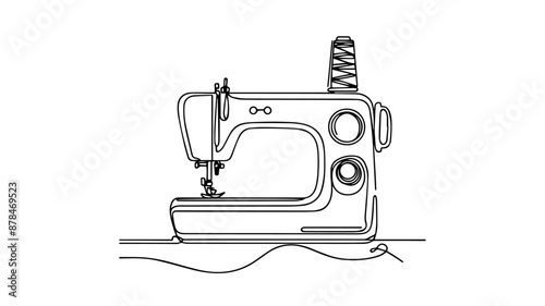 sewing machine one line illustration