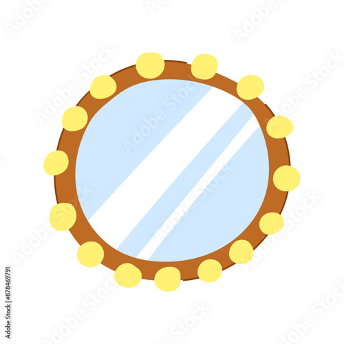 vanity makeup mirror frame cartoon. retro actor, dressing up, lamp backstage vanity makeup mirror frame sign. isolated symbol vector illustration