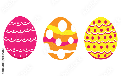 Easter day eggs with happy colours, Ester egg set vector image