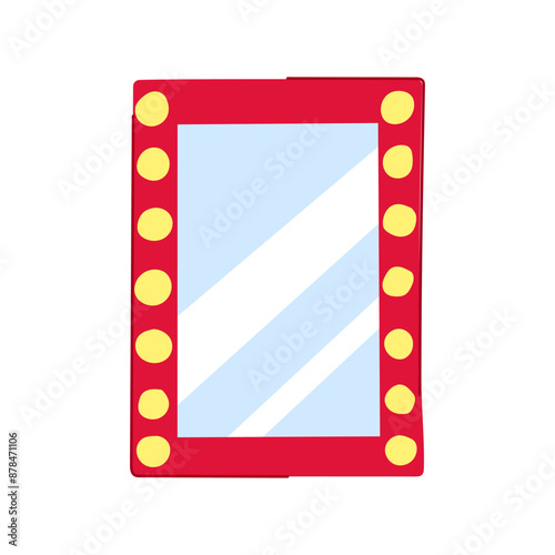 actor makeup mirror frame cartoon. dressing up, lamp backstage, gold artist actor makeup mirror frame sign. isolated symbol vector illustration