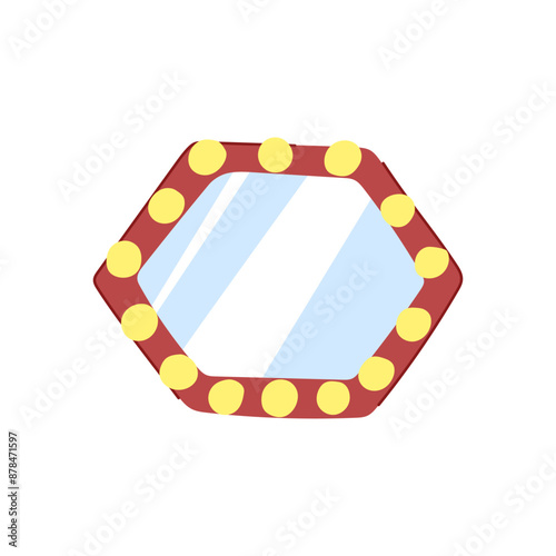 dressing makeup mirror frame cartoon. up lamp, backstage gold, artist make dressing makeup mirror frame sign. isolated symbol vector illustration