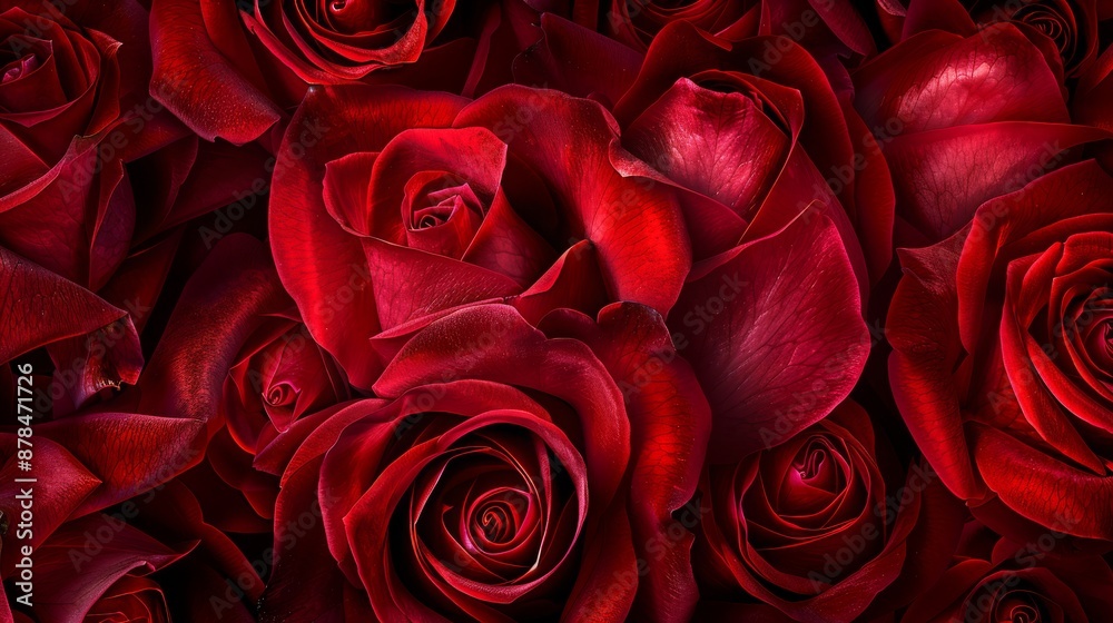 Red Roses Banner: Fresh Flowers for Valentine's Day - Concept of Romantic Beauty Red Roses Banner: Fresh Flowers for Valentine's Day - Concept of Romantic Beauty