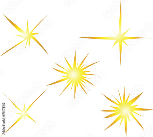 illustration of a set of stars set of stars illustration. gold sparkling star collection	
