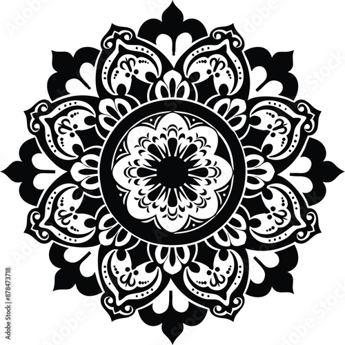 Minimalist Rose Flower mandala design, Vector mandala relaxation patterns unique design with nature style, Hand drawn pattern, Mandala template