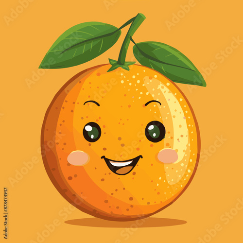 Cute Cartoon Orange Fruit Character 