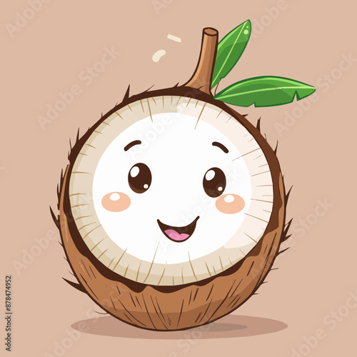 Cute Cartoon Coconut Tropic...