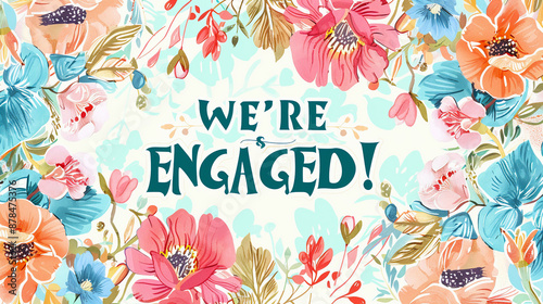 We're Engaged Announcement Illustration