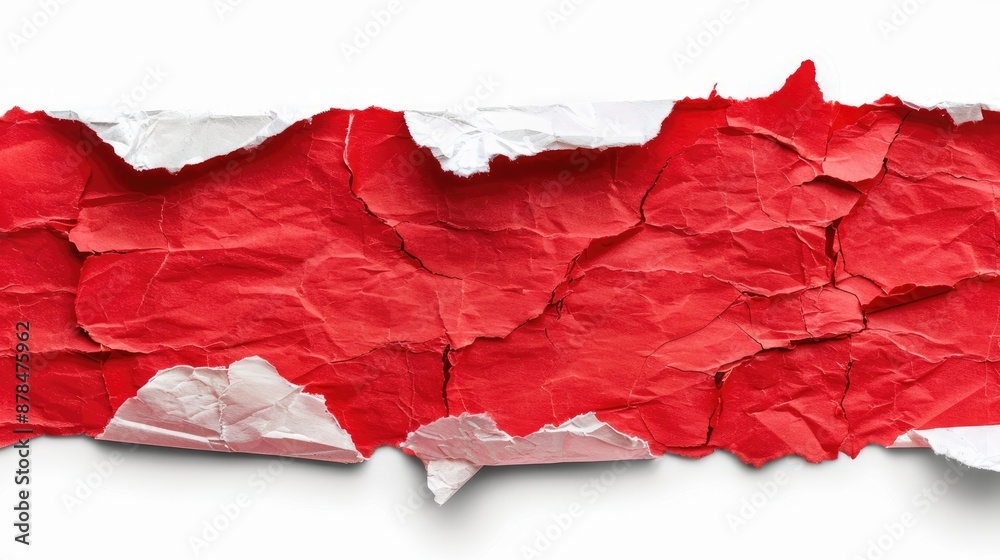 Red torn paper isolated on white background with copy space Red torn paper isolated on white background with copy space