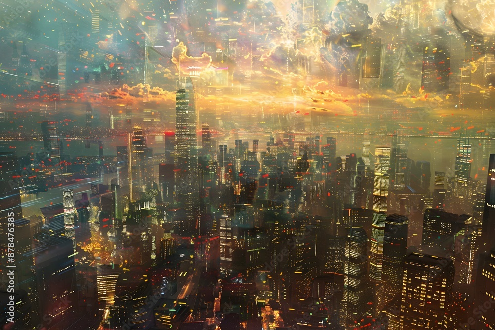 futuristic towering cityscape futuristic towering cityscape