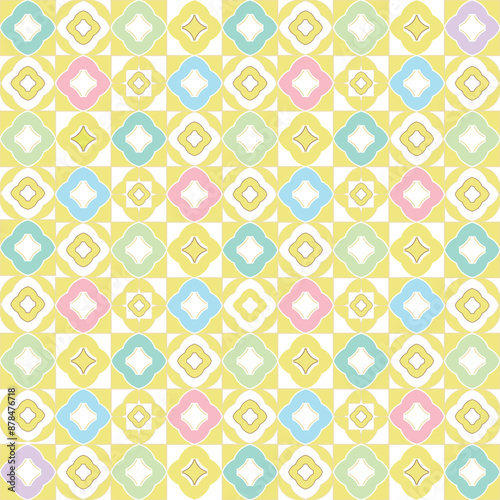 geometric seamless pattern. Abstract graphic background with squares, flower geometric.