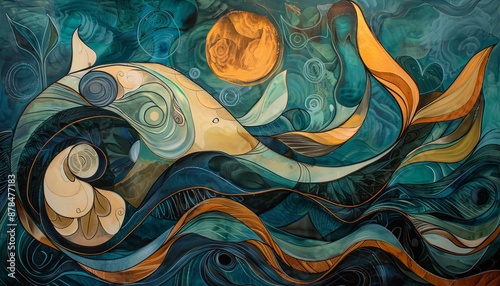 Abstract Interpretation of Jonah and the Whale with Swirling Forms