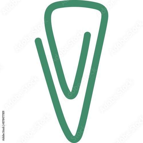 Cute triangle paper clip for fixation documents, planner. Hand drawn simple office and school stationery clipart isolated