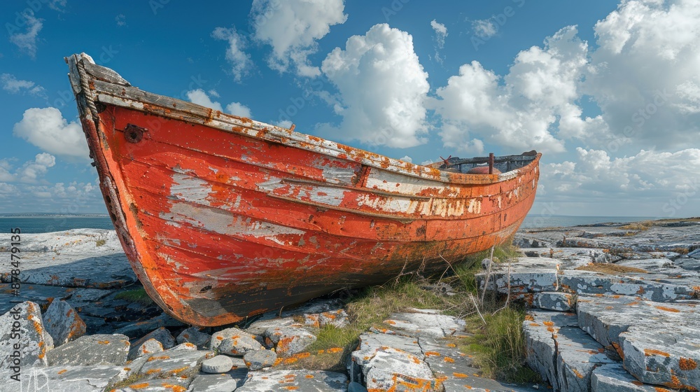 Famous shipwreck boat at Inisheer Aran Islands Ireland summer day Famous shipwreck boat at Inisheer Aran Islands Ireland summer day