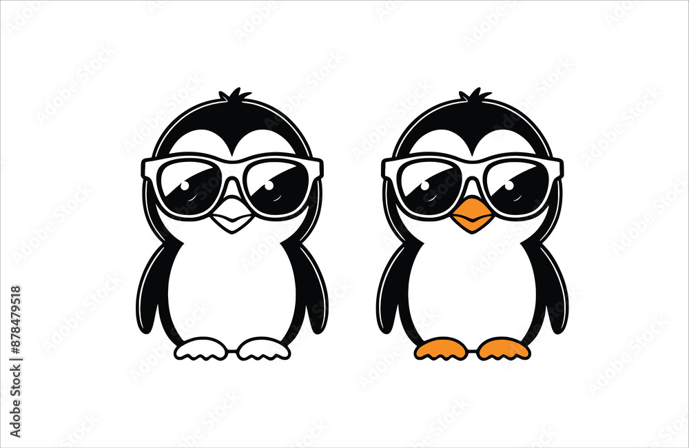 Fototapeta premium Cute Penguin silhouette vector art illustration design