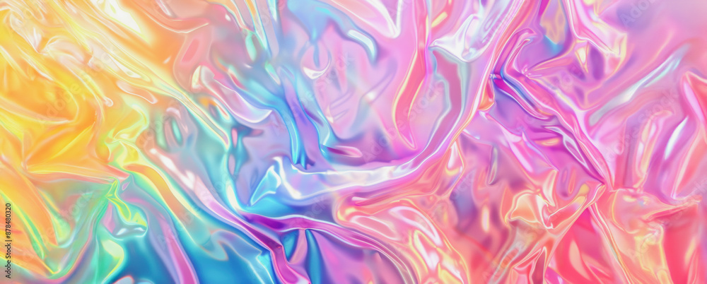 Abstract iridescent surface with pink, blue, and yellow shimmering colors Abstract iridescent surface with pink, blue, and yellow shimmering colors