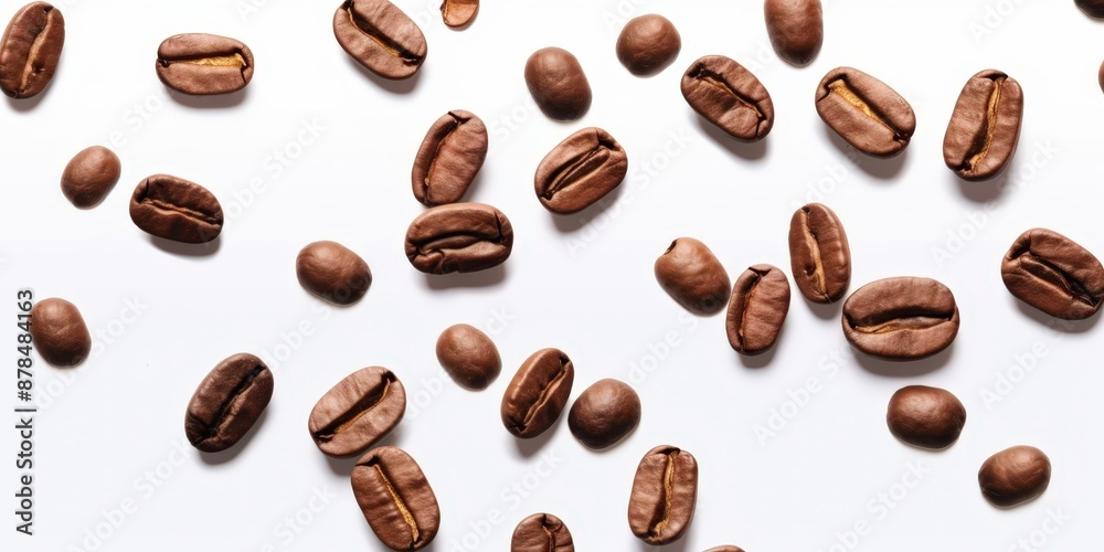 Roasted Coffee Beans on White Background Roasted Coffee Beans on White Background