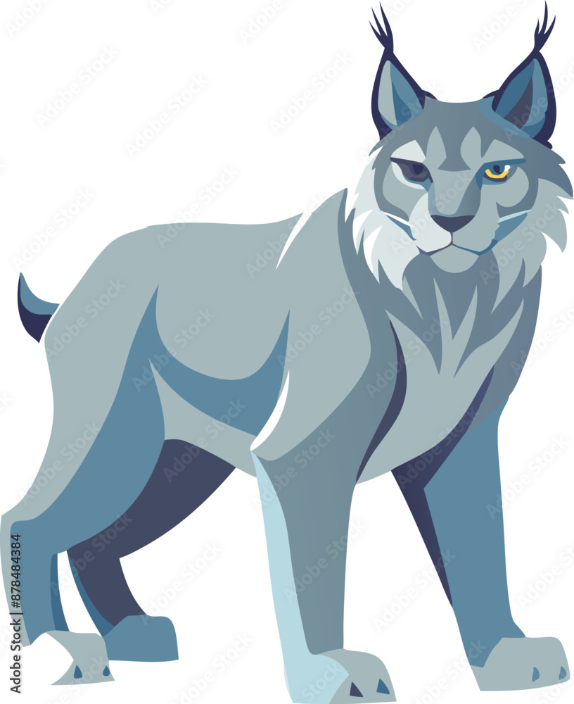 Illustration of a majestic lynx with a confident expression standing on a white background Illustration of a majestic lynx with a confident expression standing on a white background
